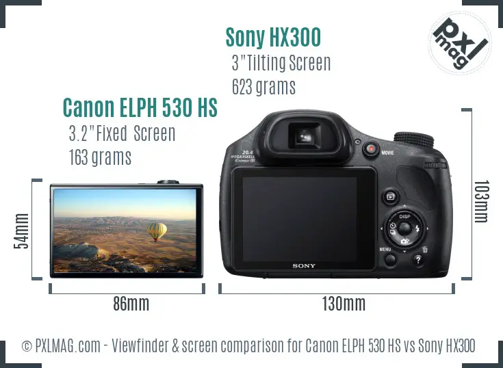 Canon ELPH 530 HS vs Sony HX300 Screen and Viewfinder comparison Canon ELPH 530 HS vs Sony HX300 Screen and Viewfinder comparison