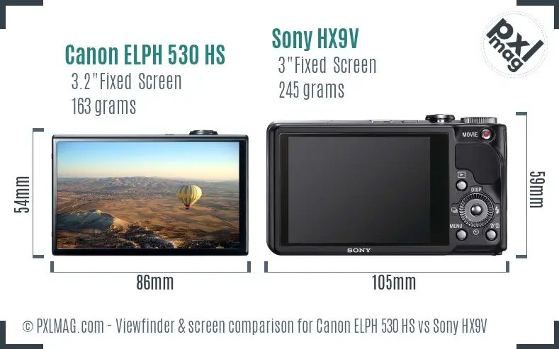 Canon ELPH 530 HS vs Sony HX9V Screen and Viewfinder comparison