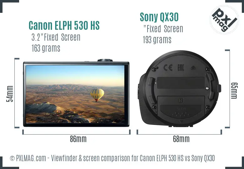 Canon ELPH 530 HS vs Sony QX30 Screen and Viewfinder comparison