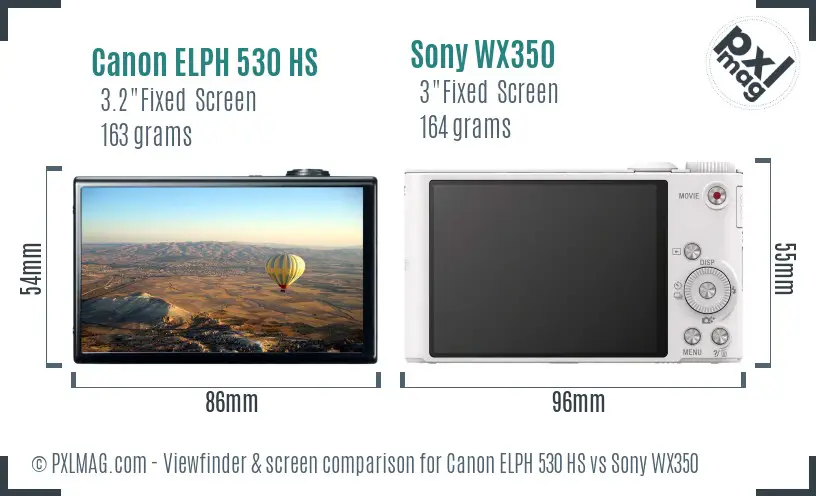 Canon ELPH 530 HS vs Sony WX350 Screen and Viewfinder comparison