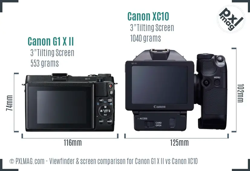Canon G1 X II vs Canon XC10 Screen and Viewfinder comparison