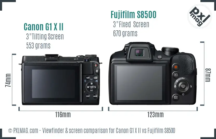 Canon G1 X II vs Fujifilm S8500 Screen and Viewfinder comparison