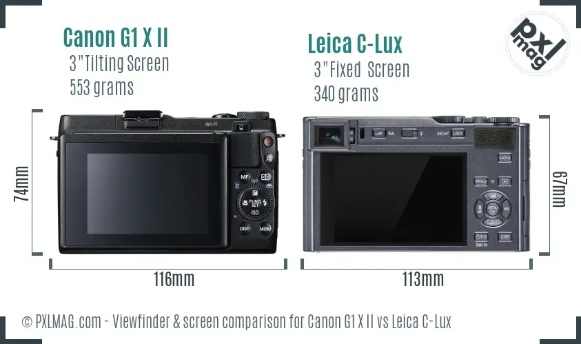 Canon G1 X II vs Leica C-Lux Screen and Viewfinder comparison