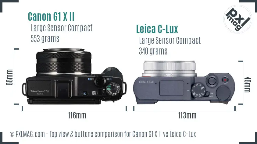 Canon G1 X II vs Leica C-Lux top view buttons comparison