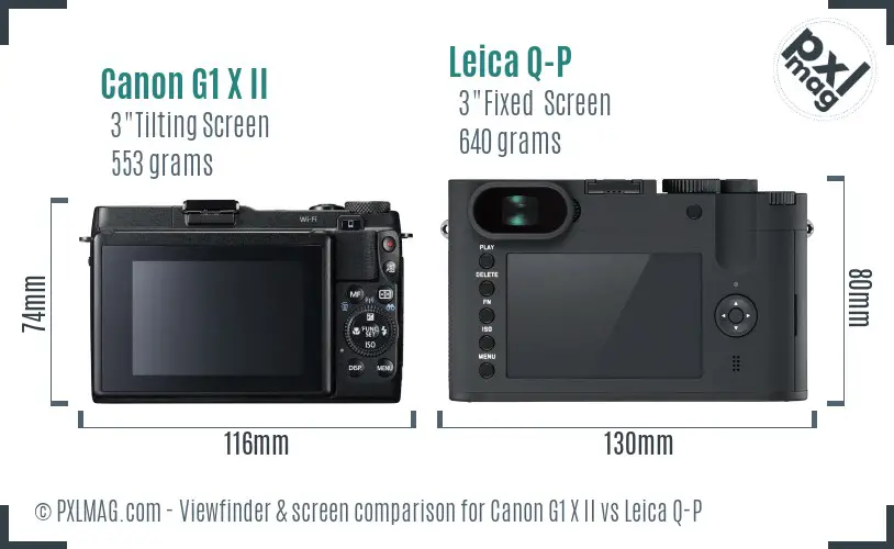Canon G1 X II vs Leica Q-P Screen and Viewfinder comparison