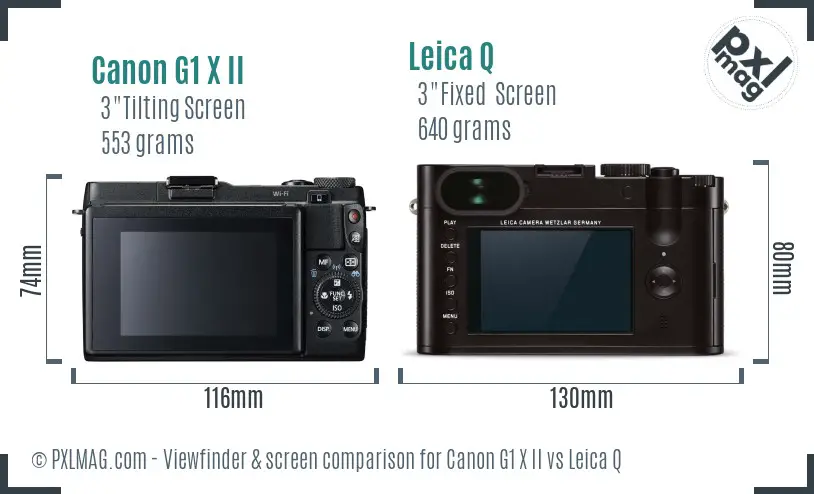 Canon G1 X II vs Leica Q Screen and Viewfinder comparison