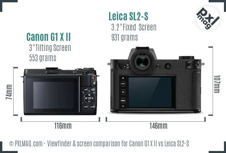 Canon G1 X II vs Leica SL2-S Screen and Viewfinder comparison
