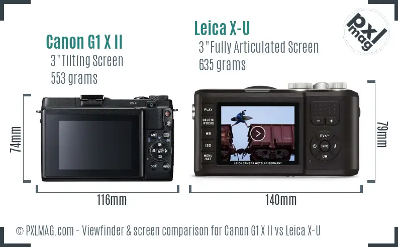 Canon G1 X II vs Leica X-U Screen and Viewfinder comparison