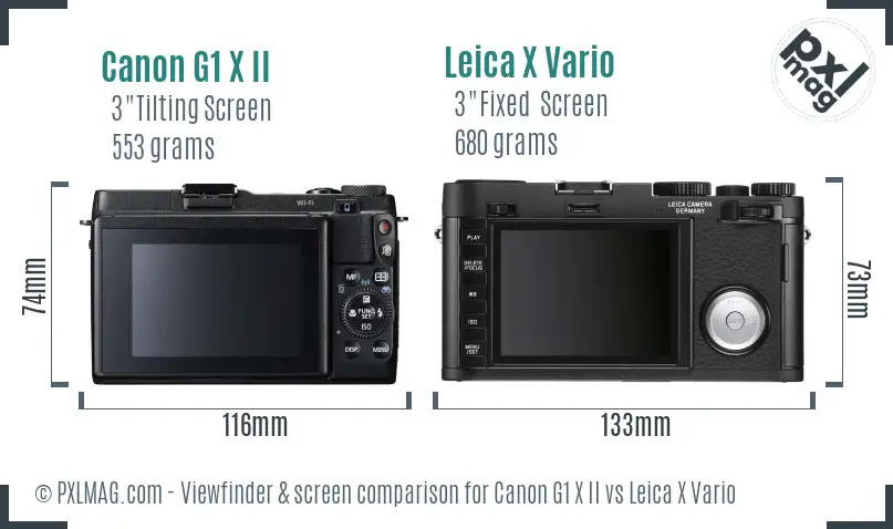 Canon G1 X II vs Leica X Vario Screen and Viewfinder comparison