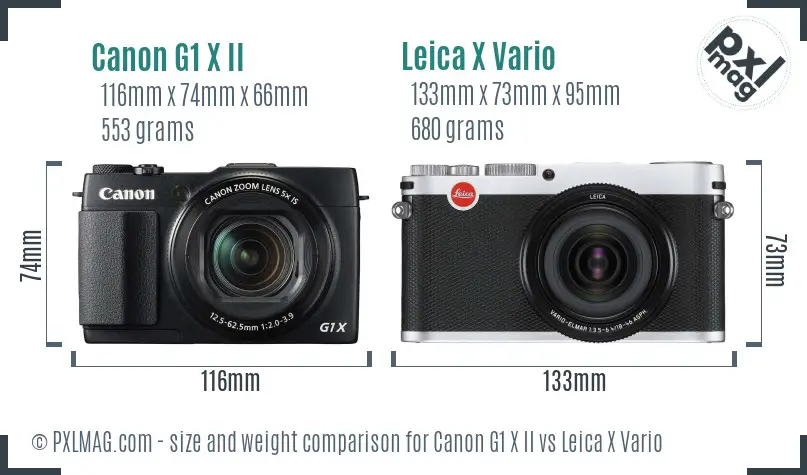 Canon G1 X II vs Leica X Vario size comparison