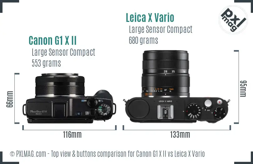 Canon G1 X II vs Leica X Vario top view buttons comparison