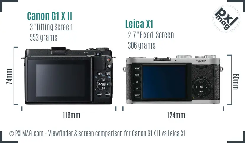 Canon G1 X II vs Leica X1 Screen and Viewfinder comparison