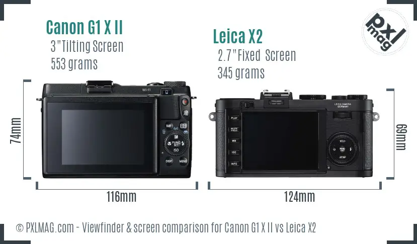 Canon G1 X II vs Leica X2 Screen and Viewfinder comparison