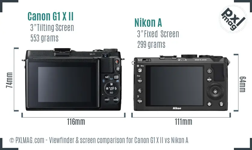 Canon G1 X II vs Nikon A Screen and Viewfinder comparison