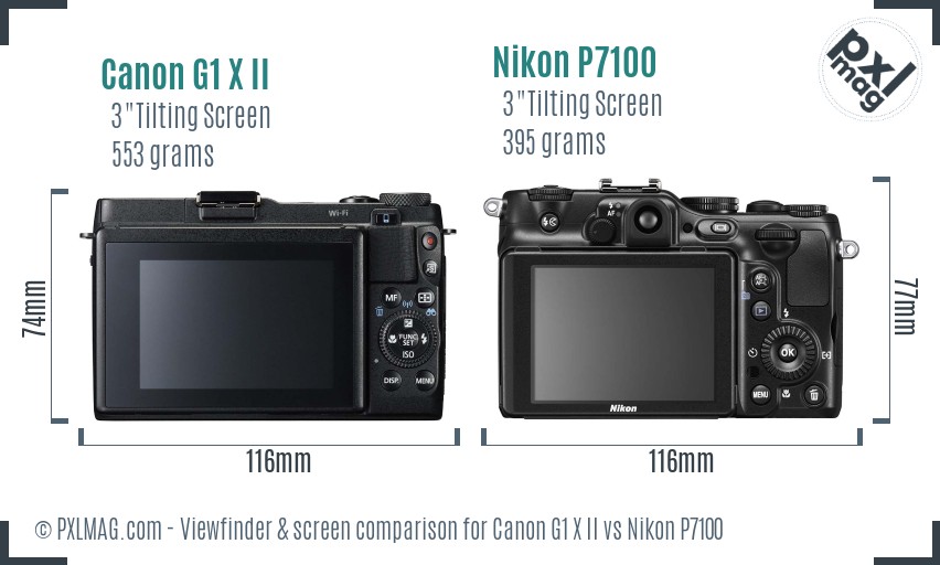 Canon G1 X II vs Nikon P7100 Screen and Viewfinder comparison