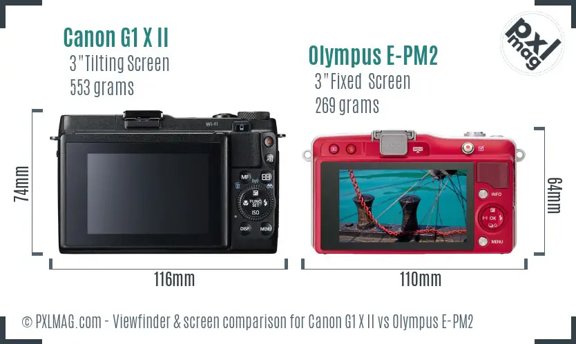 Canon G1 X II vs Olympus E-PM2 Screen and Viewfinder comparison