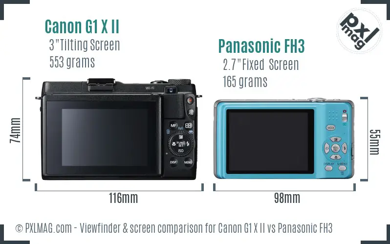 Canon G1 X II vs Panasonic FH3 Screen and Viewfinder comparison