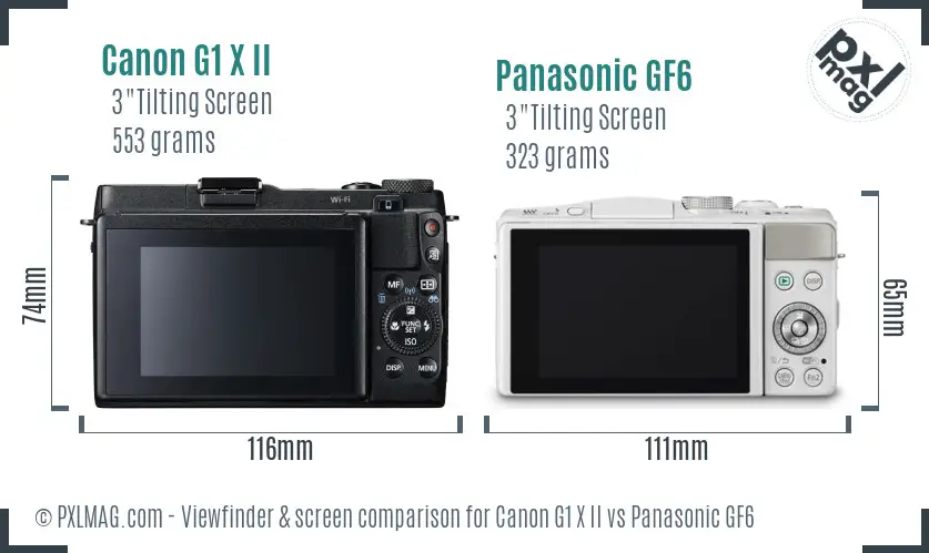 Canon G1 X II vs Panasonic GF6 Screen and Viewfinder comparison
