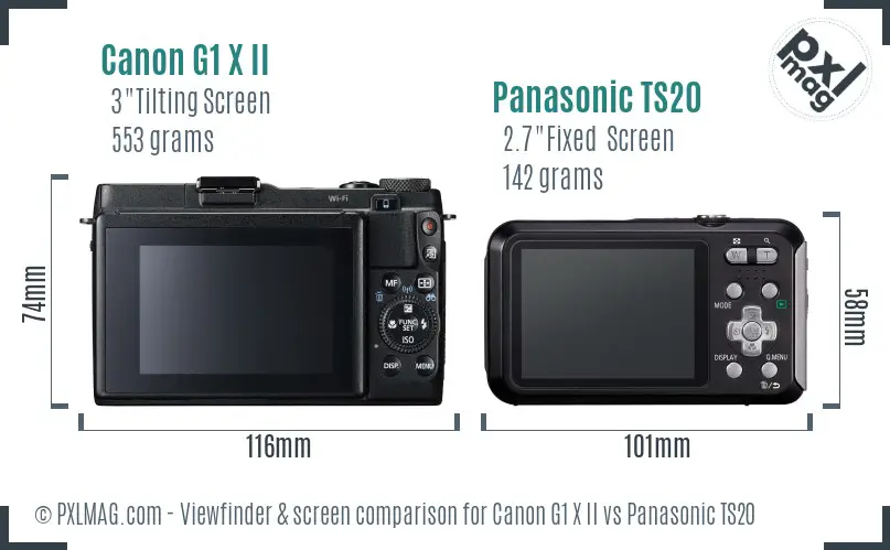 Canon G1 X II vs Panasonic TS20 Screen and Viewfinder comparison