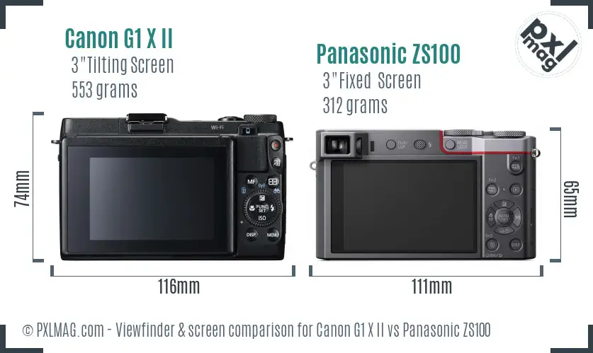 Canon G1 X II vs Panasonic ZS100 Screen and Viewfinder comparison