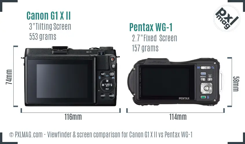 Canon G1 X II vs Pentax WG-1 Screen and Viewfinder comparison