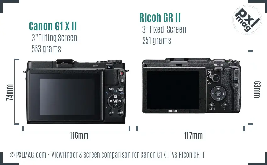 Canon G1 X II vs Ricoh GR II Screen and Viewfinder comparison