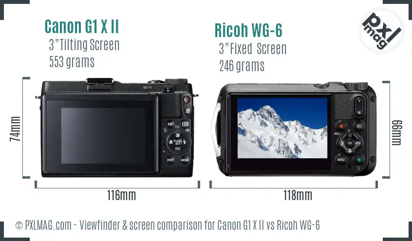Canon G1 X II vs Ricoh WG-6 Screen and Viewfinder comparison