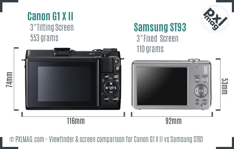 Canon G1 X II vs Samsung ST93 Screen and Viewfinder comparison