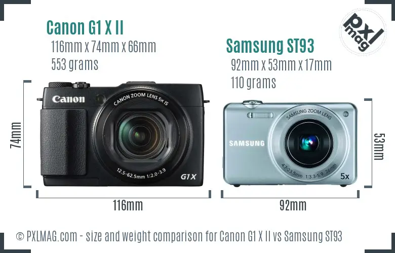Canon G1 X II vs Samsung ST93 size comparison