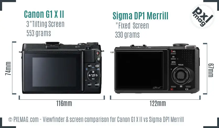 Canon G1 X II vs Sigma DP1 Merrill Screen and Viewfinder comparison