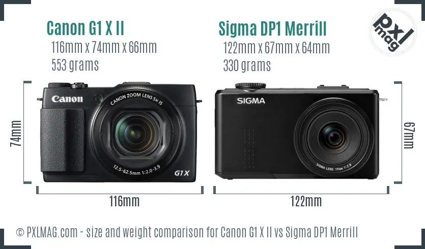 Canon G1 X II vs Sigma DP1 Merrill size comparison