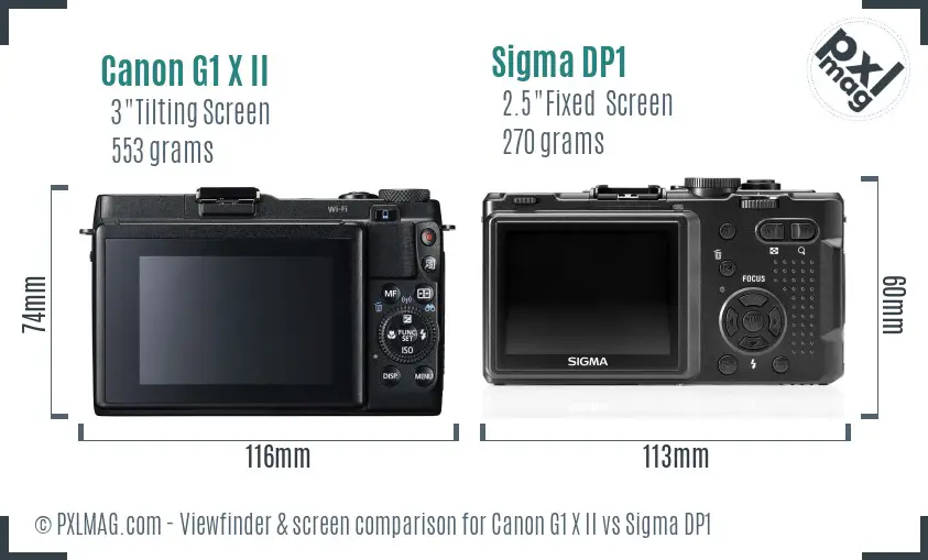 Canon G1 X II vs Sigma DP1 Screen and Viewfinder comparison