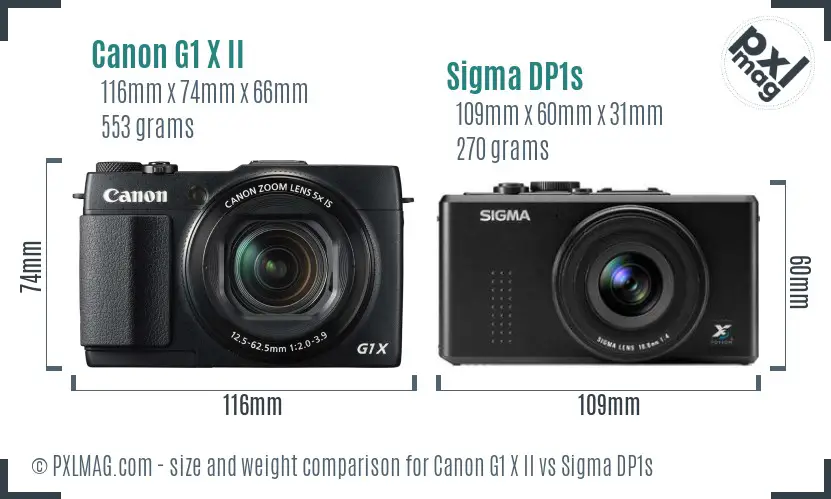 Canon G1 X II vs Sigma DP1s size comparison