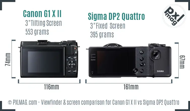 Canon G1 X II vs Sigma DP2 Quattro Screen and Viewfinder comparison