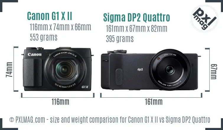 Canon G1 X II vs Sigma DP2 Quattro size comparison