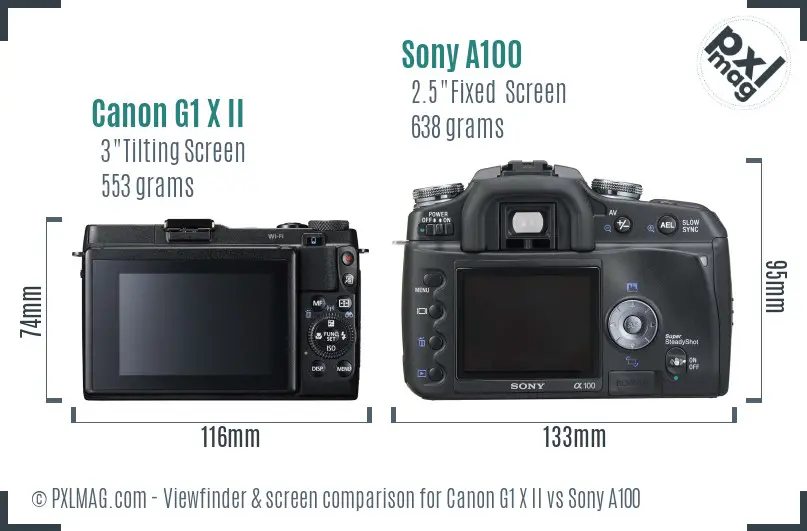 Canon G1 X II vs Sony A100 Screen and Viewfinder comparison