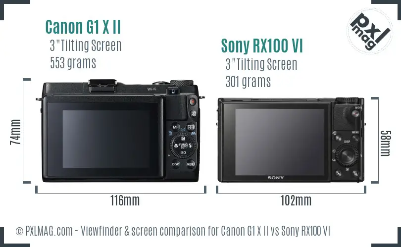 Canon G1 X II vs Sony RX100 VI Screen and Viewfinder comparison