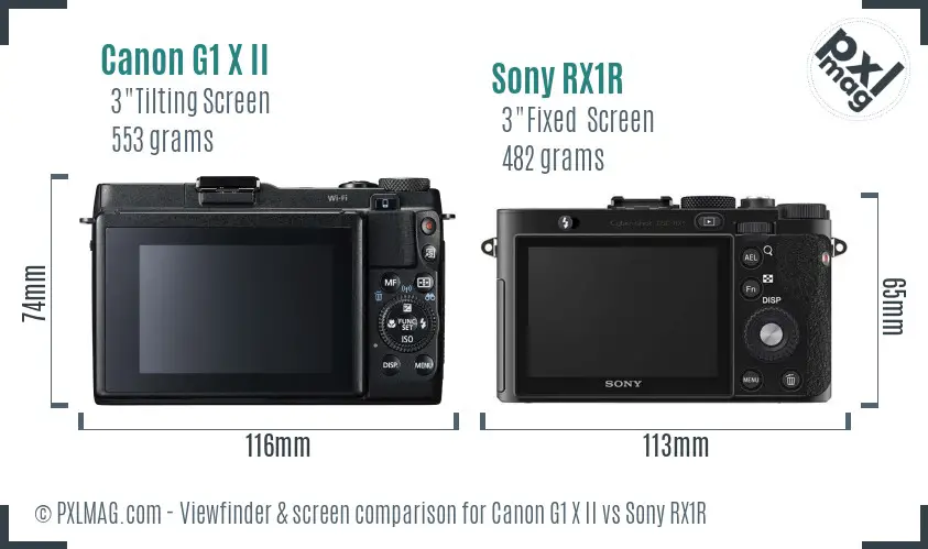 Canon G1 X II vs Sony RX1R Screen and Viewfinder comparison
