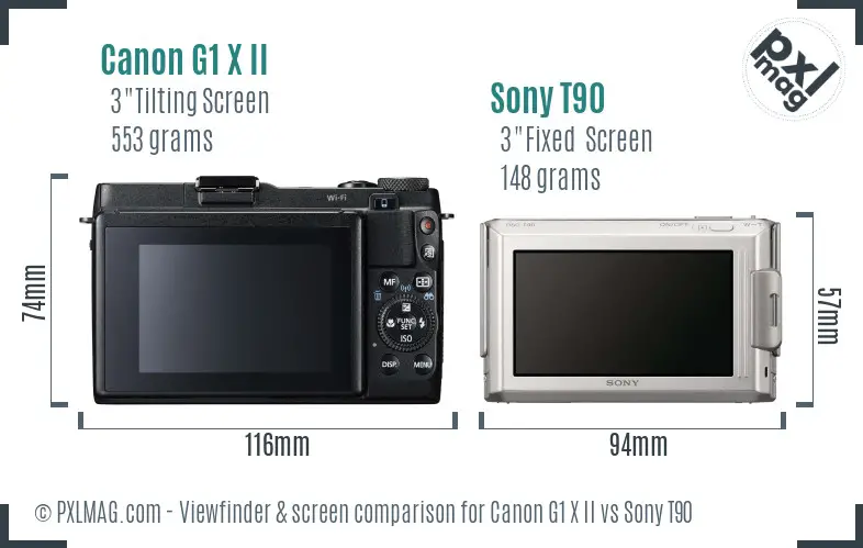 Canon G1 X II vs Sony T90 Screen and Viewfinder comparison