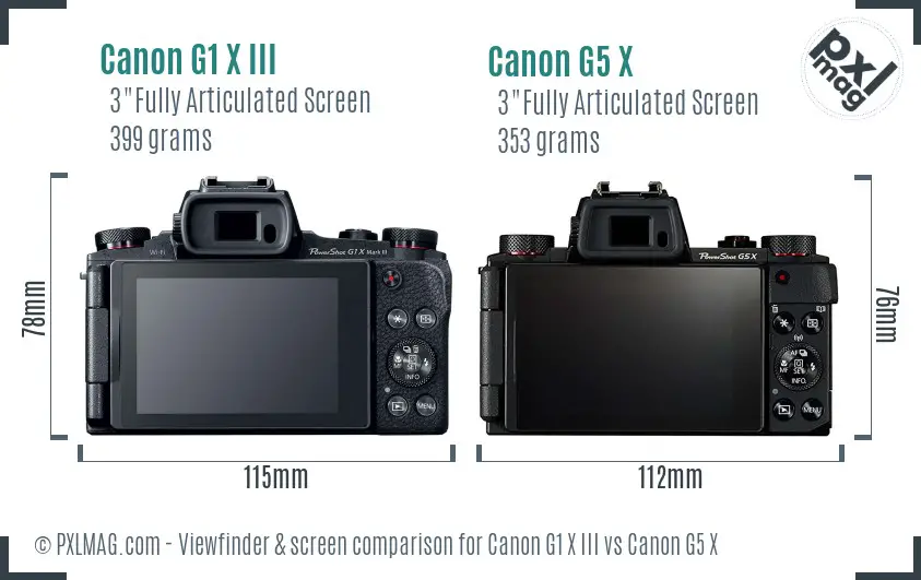 Canon G1 X III vs Canon G5 X Screen and Viewfinder comparison