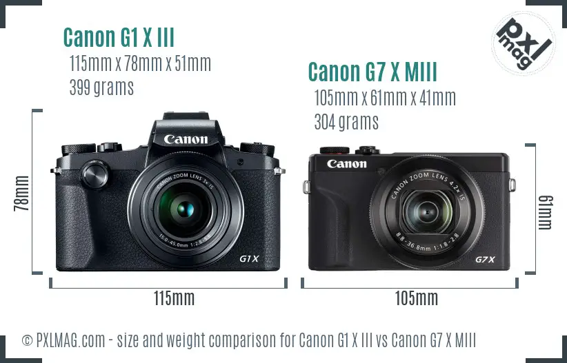 Canon G1 X III vs Canon G7 X MIII size comparison