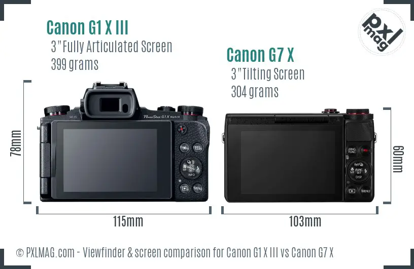 Canon G1 X III vs Canon G7 X Screen and Viewfinder comparison
