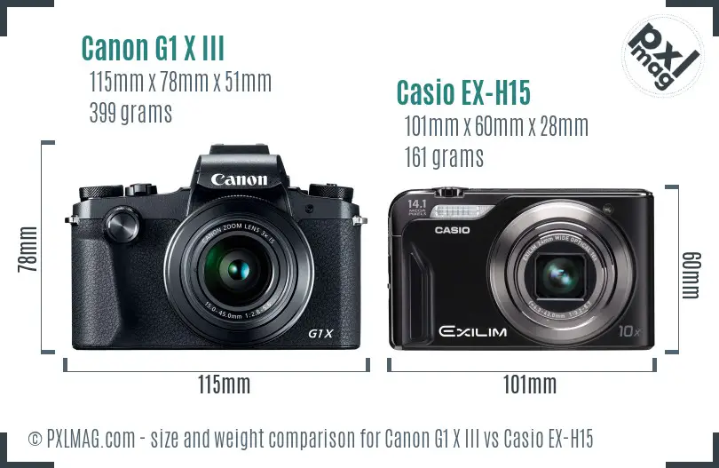 Canon G1 X III vs Casio EX-H15 size comparison