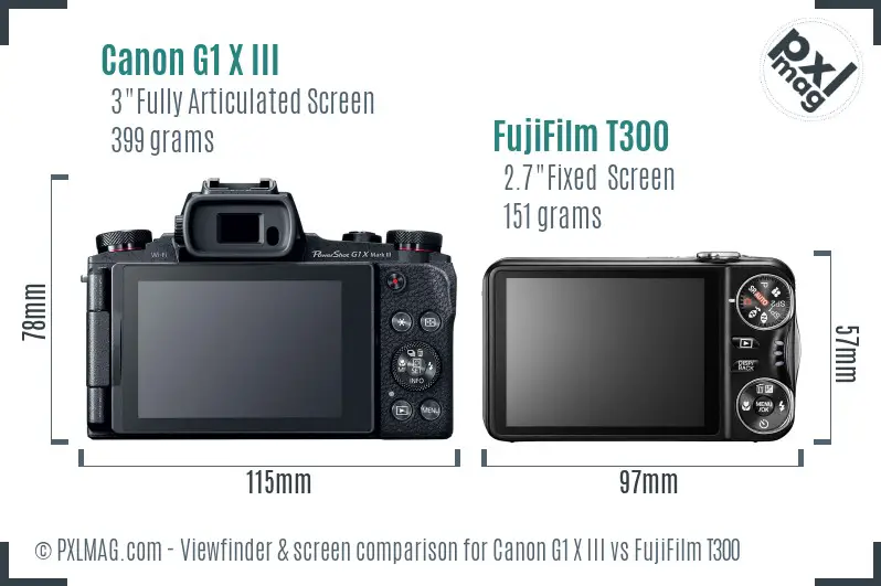 Canon G1 X III vs FujiFilm T300 Screen and Viewfinder comparison Canon G1 X III vs FujiFilm T300 Screen and Viewfinder comparison