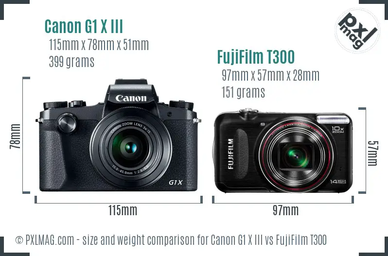 Canon G1 X III vs FujiFilm T300 size comparison Canon G1 X III vs FujiFilm T300 size comparison