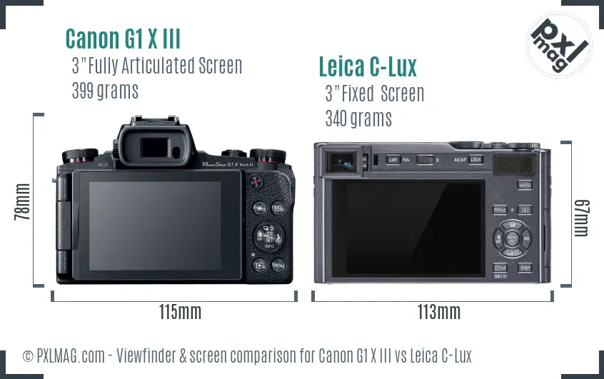 Canon G1 X III vs Leica C-Lux Screen and Viewfinder comparison