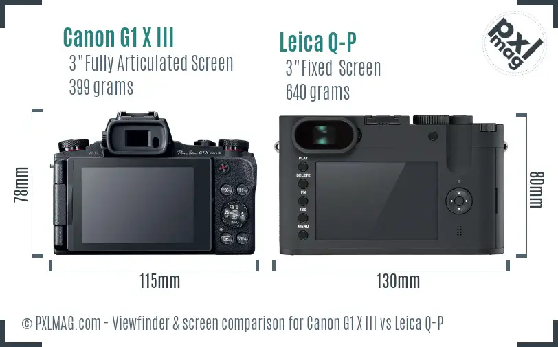 Canon G1 X III vs Leica Q-P Screen and Viewfinder comparison