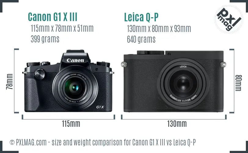 Canon G1 X III vs Leica Q-P size comparison