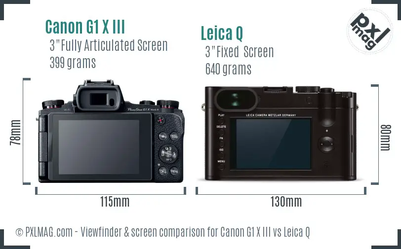 Canon G1 X III vs Leica Q Screen and Viewfinder comparison