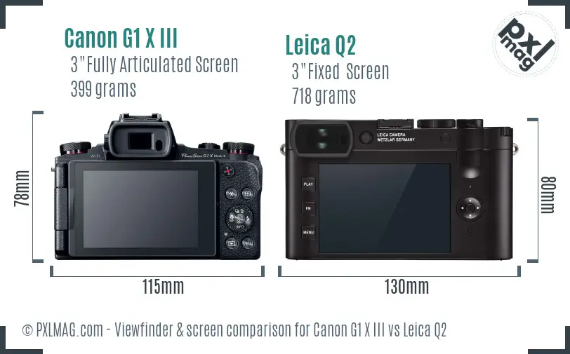 Canon G1 X III vs Leica Q2 Screen and Viewfinder comparison